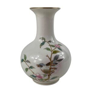 Yamaji Japan 6" Porcelain Vase Bird w/Cherry Blossoms